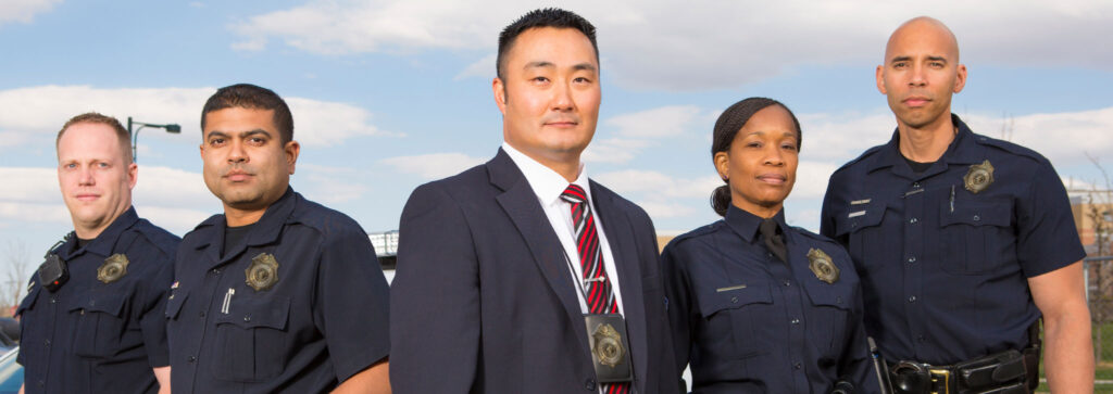 Group of five law enforcement officers